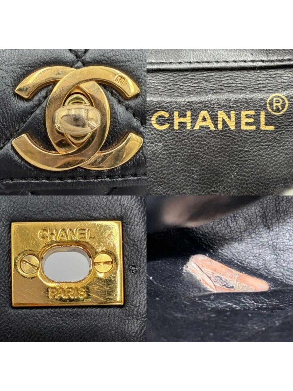 Chanel Backpack Quilted Chain Shoulder Turnlock CC Logo Leather Black Gold - Picture 5 of 12